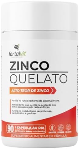 Zinco Quelato Bisglicinato 90 Cápsulas, 3 Meses de Uso, Longa Dur...