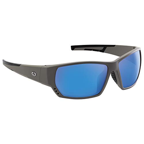 Flying Fisherman unisex adult Drop Back Sunglasses, Matte Gray Frame/Smoke-blue Mirror Lens, Small Medium US