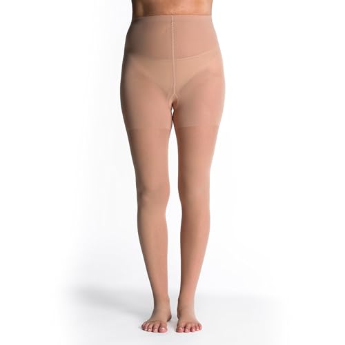 Image of Sigvaris Women's Style Sheer 780 Open Toe Pantyhose 15-20mmHg - Cafe - Large Short