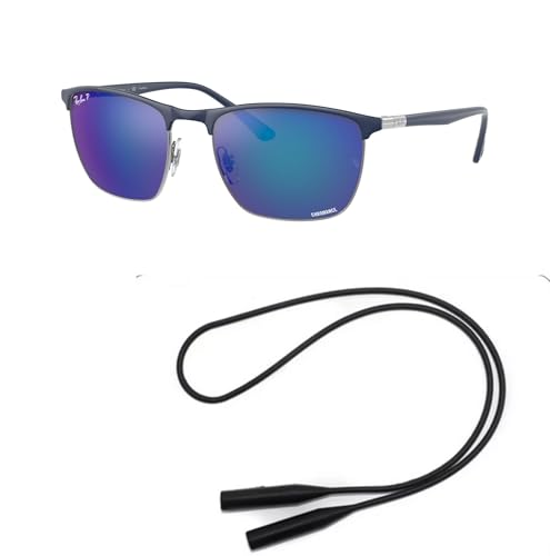 Ray-Ban RB3686 Sunglasses Bundle: RB 3686 92044L Blue On Gunmetal Polar Mirror and Universal Anti-slip Silicone Leash2