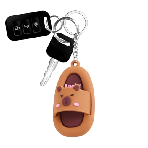 Llavero con colgante de Capybara-Capybara, llavero | Creative Slipper Key colgante con dibujos animados Ornamental-Travel, desplazamiento, escuela, divertido colgante de PVC, Dark Coffee, Fare