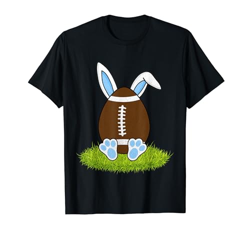Huevo de pelota de fútbol con orejas de conejo feliz día de Pascua niños niños Camiseta
