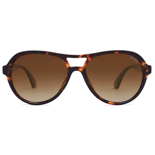 SOJOS Retro Aviator Polarized Sunglasses for Women Men Vintage 70s