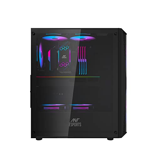 Image of Ant Esports 220 Air Mid- Tower Computer Case /Gaming Cabinet - Black | Support - ATX, M-ATX, ITX | Pre-Installed 3 x 120mm Front Fans and 1 x 120mm Rear Fan