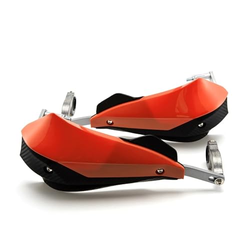 Protège-mains moto orange pour affronter les chemins en dirt bike Honda et Suzuki