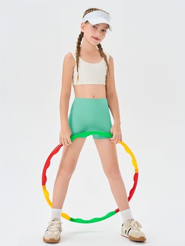Image of Haloumoning Girls Athletic Shorts Kids High Waisted Yoga Dance Biker Shorts Comfy Gymnastics Shorts 5-14Y