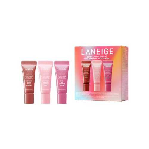 LANEIGE Glassy Lip Minis Set | Hydrating Lip Mini Serums for Glossy, Nourished Lips with Plumping Polypeptides