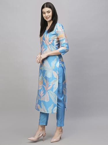 Image of ANNI Designer Women's Chanderi Straight Printed 2Pc Kurta Set