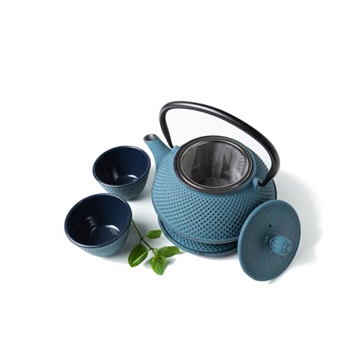 Tealøv TETERA HIERRO FUNDIDO 800 ML SET – SERVICIO DE TÉ COMPLETO de Tetera de Hierro Fundido con Infusor, Tazas de té y… - Imagen 3