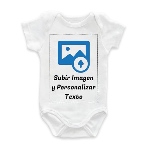 Tenvinilo | Body Bebé Personalizado con Foto | Foto y Texto | Regalo Original Personalizable | Recién Nacidos | Manga Corta | Cierre con Corchetes | Algodón | Varias Tallas (3 Meses)
