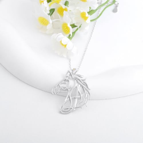 Horse Necklace for Horses Lovers - 925 Sterling Silver Western Animal Pendant Chain Viking Jewelry Irish Gifts for Equestrian Lovers3