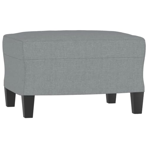 vidaXL Sofagarnitur 3-TLG., Sessel Couch mit Kissen Fußhocker, Sofa Wohnzimmersofa mit Armlehnen, Couchgarnitur Designsofa Sitzmöbel Polstermöbel, Hellgrau Stoff – Bild 6