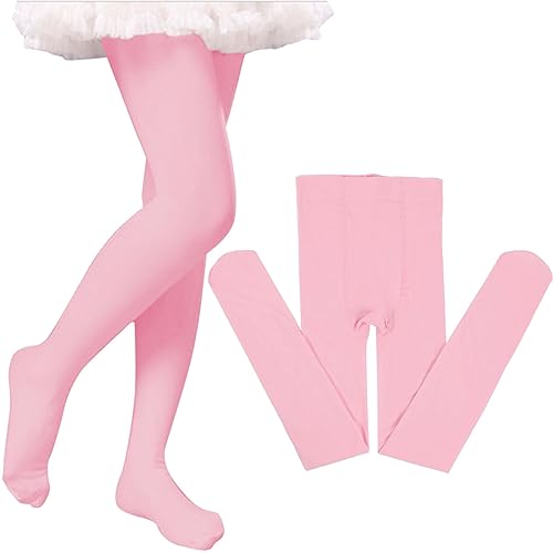Girls Soft Warm Leggings Little Girl Ballet Dance Students School Footed Tights Baby Toddler Kids (Red, 7-8 Years)