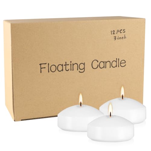 Pliadvbu NVV56 12 Bulk White Floating Candles-2 Inch Unscented Tealights -For Romantic Weddings Decorations Pool Centerpieces Parties thumb #3
