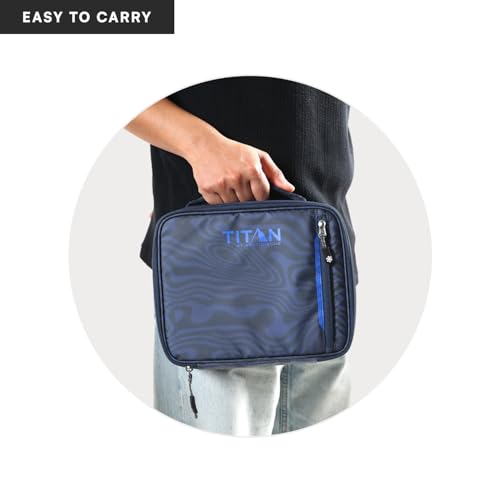 Image of Titan by Arctic Zone Fridge Cold Lunch Box with 2 Gel Ice Packs, Small Insulated Cooler Bag with Leak Proof Lining for School and Work, Dark Wave