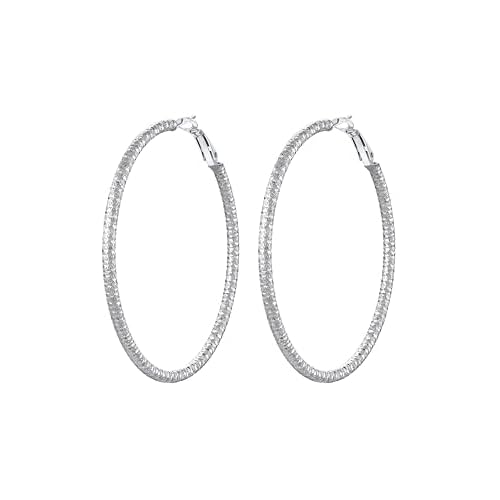 PROSTEEL 30/40/60/80/100mm Chunky Hoop Earrings For Women Gold Plated/Black Stainless Steel Hoops Earrings Statement Jewelry 60MM 5. Silver