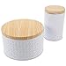 STOBAZA 2pcs Kitchen Storage Jar Kitchen Storage Containers Flour and Sugar Containers Kitchen Canisters for Countertop Candy Holder with Lid Food Storage Jar Iron Wood Round Nut White