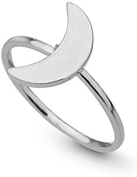 White Gold Crescent Moon Ring, 14k Solid Gold Stacking Stackable Half Moon Jewelry