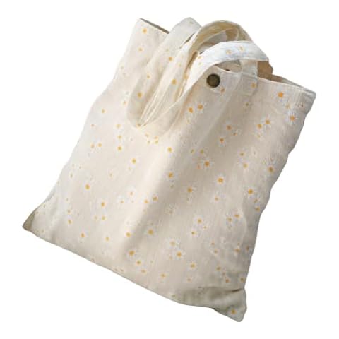 Chic Stories White Daisy Tote Bum Bag Canvas Tote Bags Cotton Shoulder Bags Shopping bags Girls Handbag (One Strap 35x33) Cover
