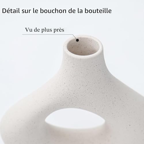 CEMABT Lot de 2 vases en céramique Beige - pour décoration de Salon, Mariage, dîner, Table, fête, Bureau et Chambre à Coucher – vue 3