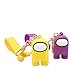 2Pcs Llavero Among Us de Silicona con Cascabel y Correa. Colgante de Videojuego de Impostores Twitch Gamer. Accesorio Mochila, Regalo niños cumpleaños juego del espacio. (Morado-Amarillo)