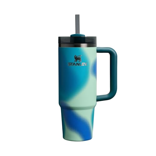STANLEY Quencher H2.0 FlowState Tumbler 0.89L - Termo Conserva el Frío 9 Horas - Helada Durante 40 Horas - Botella Agua Acero Inoxidable - Taza Termica - Vaso Termico Sin BPA - Coastal Teal Motion