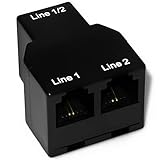 RetailAndBulk Dual Telephone Line Separator/Combiner 3-Female RJ11 Jack Adapter for 2 Line Phone Cable (Black, 2 Line Phone Splitter)