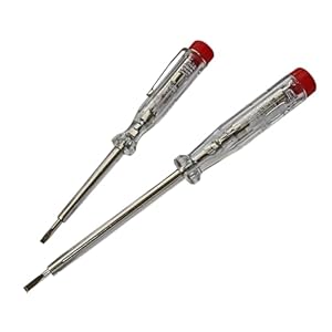 H+H Werkzeug 45200 45500 VDE – Comprobador de tensión y fase, hasta 250 V, 2 piezas, certificado GS 0680, fabricado en Alemania, transparente/rojo, 140 mm/190 mm