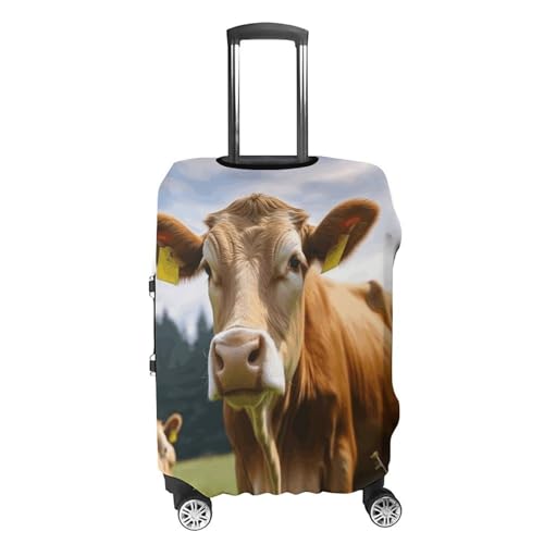 Animal Brown Cow Luggage Covers Tsa Approved Suitcase Cover Elastic Washable Luggage Sleeve Carry on Cover Protector Anti-Scratch Suitcase Protector Fits 19-30 Inch Case(L)4