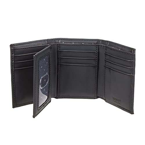 Levi's Men's Trifold Wallet-Sleek And Slim Includes Id Window And Credit Card Holder , Classic Black, One Size #TOP2