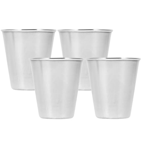 INOOMP Lot De 4 Gobelets Inox Enfant Anti-Chute 70Ml Tasses Métal Étanches Pour Enfants Verres Robustes Pour Anniversaire Camping Maison