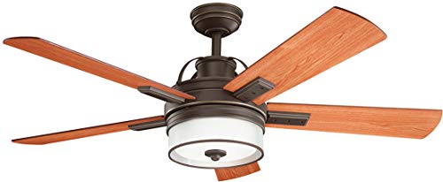 Kichler Lighting 300024OZ Lacey Ii-52 Ceiling Fan with Light Kit, Olde Bronze Medium Cherry/Walnut Blade Finish