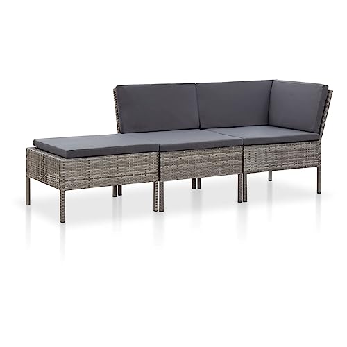 Homgoday Salon de Jardin Résine Tressée Gris Anthracite - Canapé Modulaire Extérieur