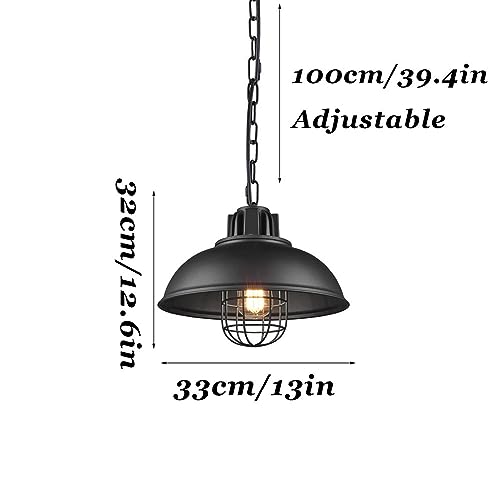 Lustre suspension d'îlot de cuisine style ferme rétro luminaire dôme noir E27