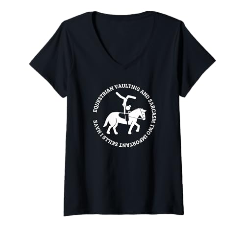 Mujer Bóvedas ecuestres y Sarcasmo Mujeres graciosas saltadoras de Caballos Camiseta Cuello V