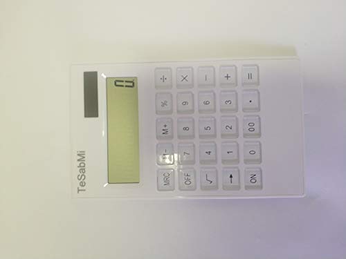 TeSabMi Calculators,Desktop Office 12 Digit Display Standard Function Scientific Electronic Calculator,Solar Button Battery and AA Battery Powered (White)