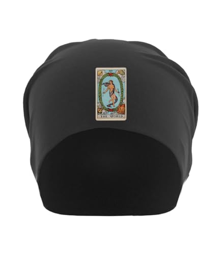 Bonnet World Tarot en coton fin noir de style unisexe et taille unique