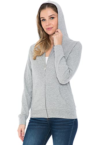Ah Joeah Women's Hoodie Jacket - Full Zip Up Slim Fit Hooded Top Lightweight Stretch Active Yoga Workout Sweatshirt Pullover Sj4001 Hgrey S #TOP2