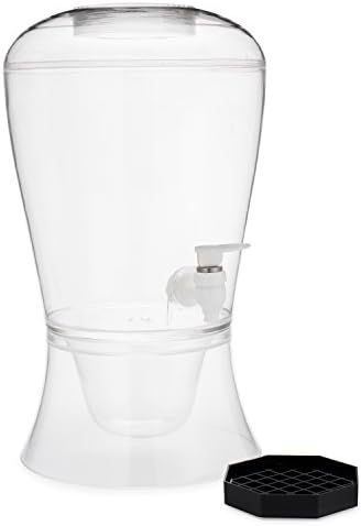 River Run Two Gallon Beverage Dispenser Crystal Clear Acrylic, BPA Free, Leak Free, Ice Cylinder for Keeping your Beverages Cool without Diluting, Ice Chamber, Fruit Diffuser, Drip Tray Included