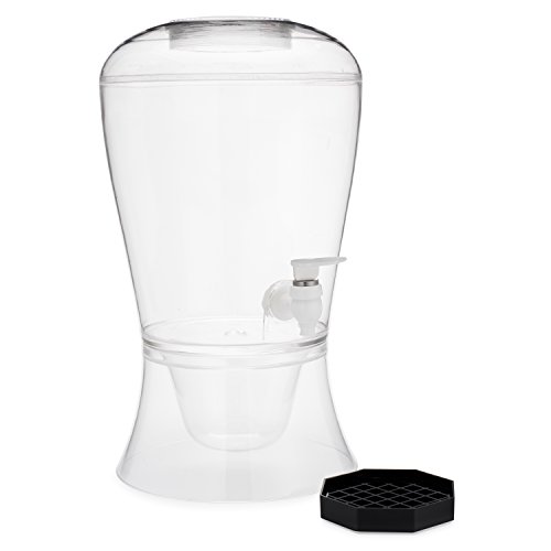 River Run Two Gallon Beverage Dispenser Crystal Clear Acrylic, BPA Free, Leak Free, Ice Cylinder for Keeping your Beverages Cool without Diluting, Ice Chamber, Fruit Diffuser, Drip Tray Included