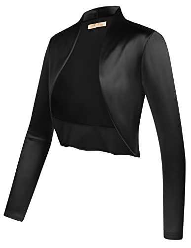 Belle Poque Women's Vintage Cropped Shrug Open Front Long Sleeve Ruffled Bolero Cardigan for Dress S-2XL2