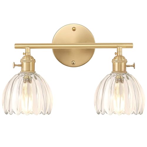 DLGLOLIN Applique Murale en Verre Double Tête Intérieur Lampe Murale avec Interrupteur Déc...