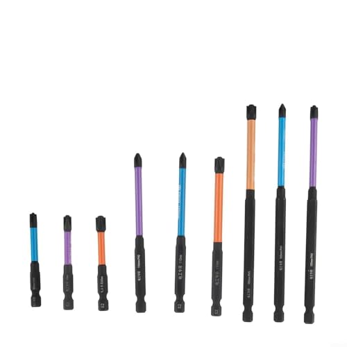 Bulevisiter Destornillador magnético especial ranurado para electricistas, aleación de acero FPH1, FPH2, FPH3, 65 mm, 110 mm, 150 mm, juego de 9 piezas con fosfatado (SKU)