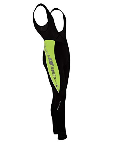Men's 3D Gel Padded Elite Design Winter Thermal Cycling Bib Tights Pants Black-Fluorescent #TOP1