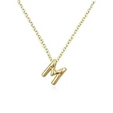 MTINEAPS Gold Initial Necklaces Gifts for Teen Girls Women, Teen Girl Gift Trendy Bubble Letter Pendant Necklace Jewelry Personalized Birthday Gifts for Girls Teens Women M
