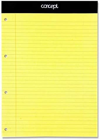 VISHCHIT 6 x A4 Yellow Legal Pad โ 50 Sheets โ Feint Ruled & Margined โ Top Bound Perforated Writing Tablet โ 4-Hole Punched for Binders