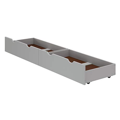 Alaterre Furniture Under Bed Storage Drawers – Set of 2 Solid Wood Rolling Under Bed Storage with Wheels – Fits Bed Frames 9.75” High – Underbed Containers for Shoes, Clothes, and Toys (Dove Gray)