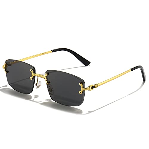 Lunettes de soleil de luxe de designer avec verres dégradés bleus et branches or fin