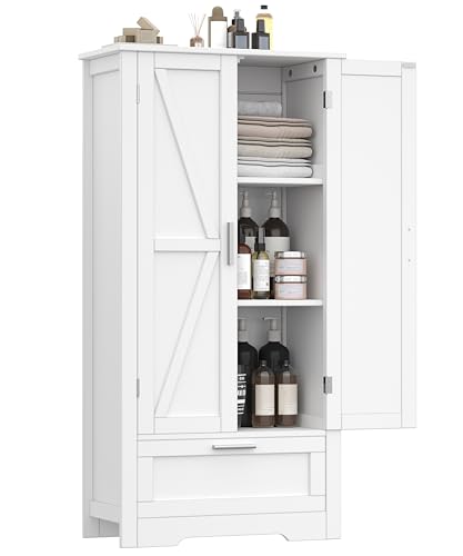 Cupboard Door Designs for Kitchen: Stylish Storage and Organization Ideas 2 Akxomel Bathroom Floor Storage Cabinet with Drawer, Standing Entryway Storage Unit with Adjustable Shelf, Barn Doors Design, Cupboard for Kitchen, Entryway, White