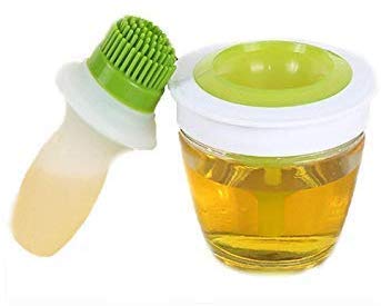 Kitchen Tool Silicon Oil Brush for Cooking, Barbecue, Baking and Grilling | Home & Kitchen Tool Usable Imported Chef's Basting Set with Thick Glass Food Making Supply (New)